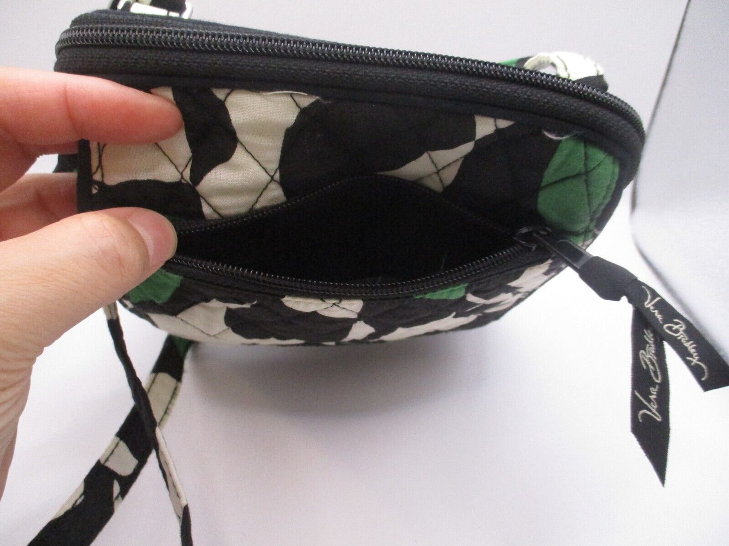 Vera Bradley Crossbody Hipster Purse Imperial Rose Black Green Ivory