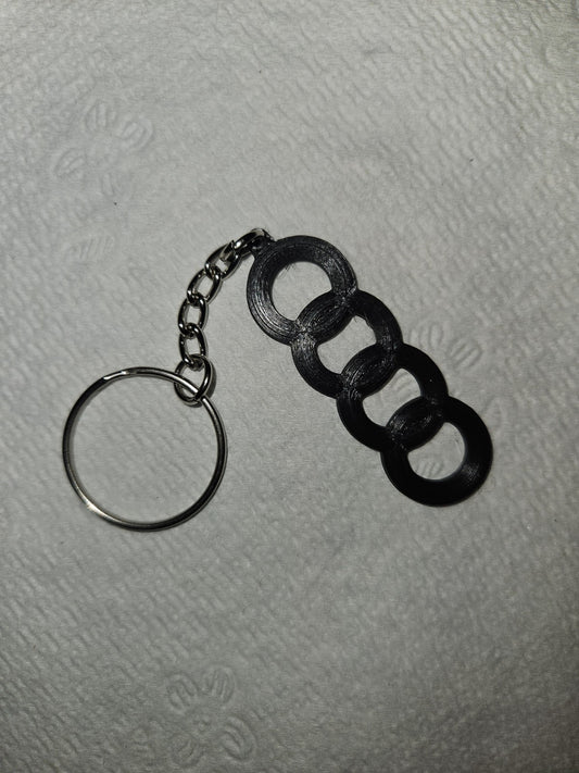 Audi Inspired 2" Keychain 3D Printed + Stainless Chain / Keyring