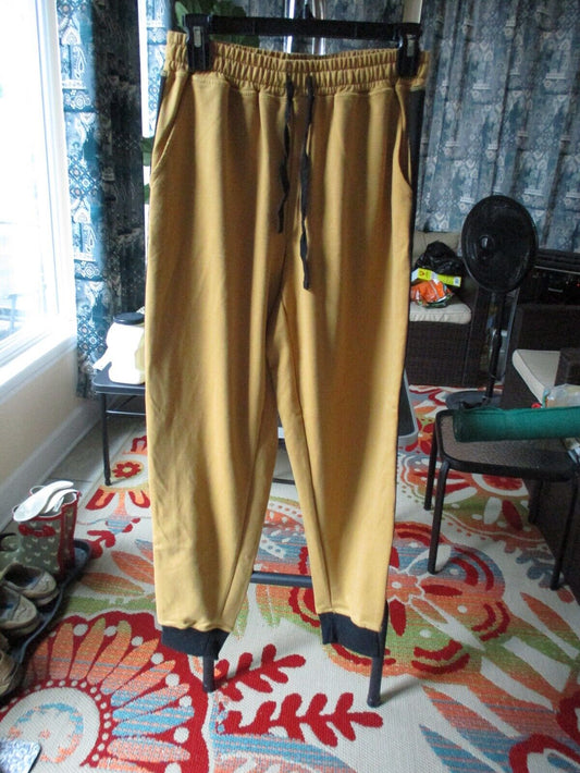 LuLaRoe Like New Jax Mustard and Black Stripe down side leg Joggers Sweatpants