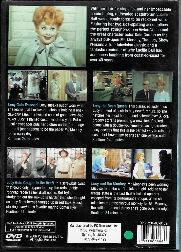New Sealed Classic Television The Lucy Show 4 Full Length Episodes DVD