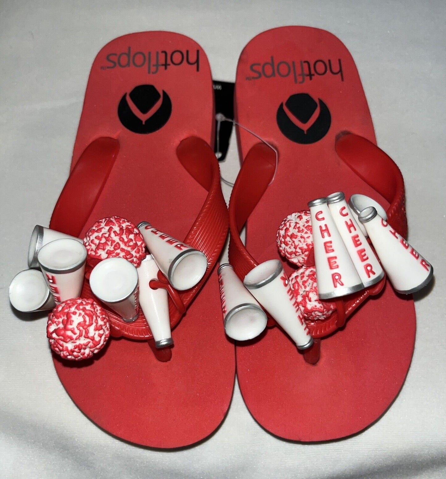Hotflops Cheer Red Flop Flops Girls Small Size 11/12 NWT