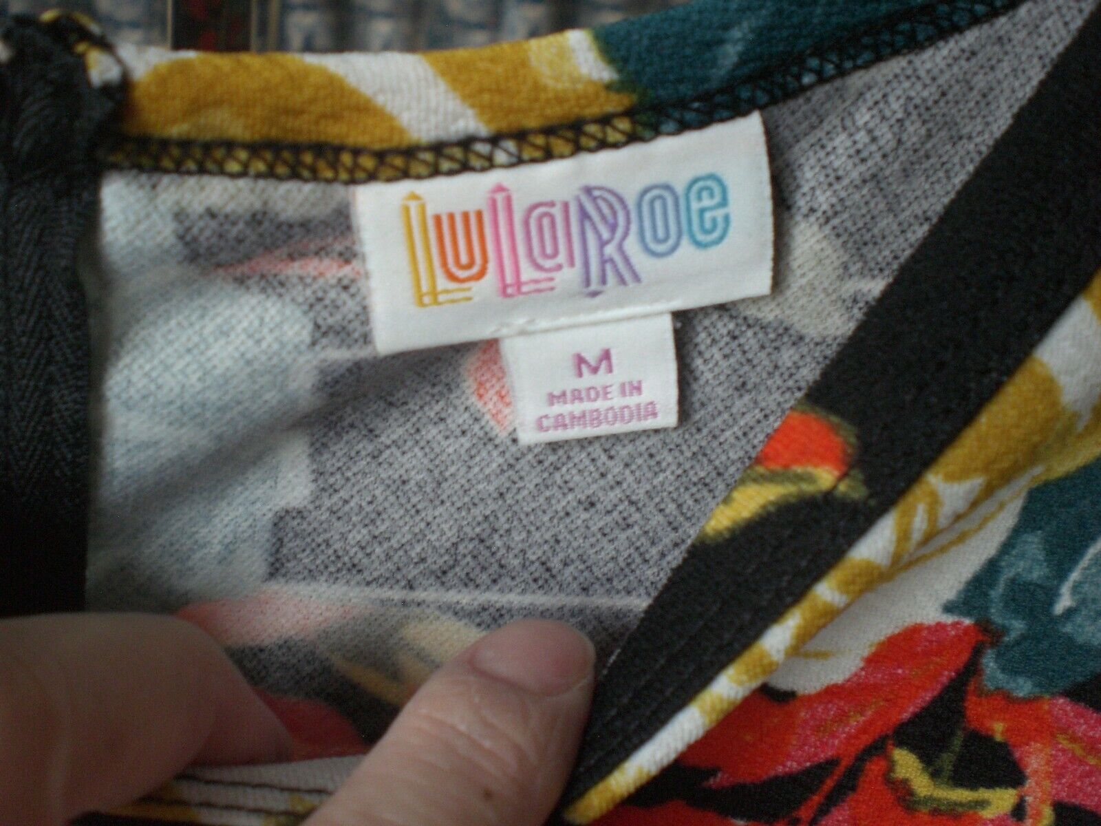 NWT LuLaRoe Amelia Dress Black White Stripes with Multicolor Florals MEDIUM