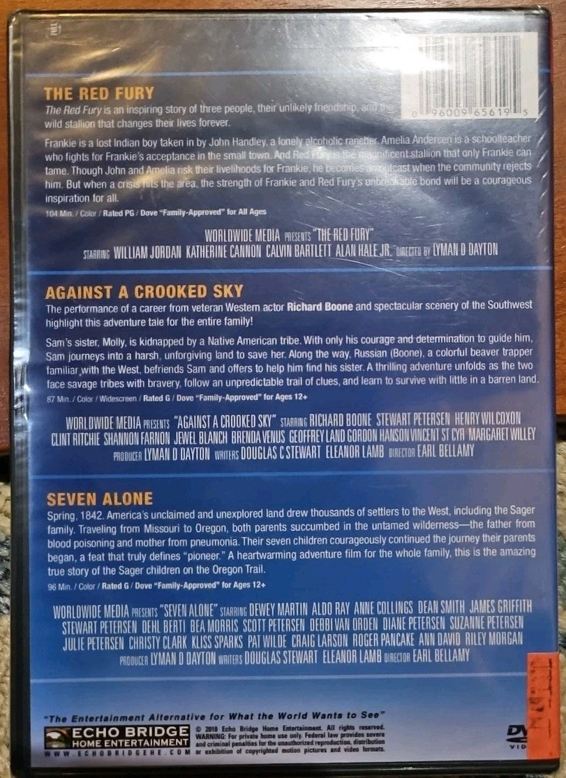 Family Adventure: The Red Fury/Seven Alone/Against a Crooked Sky (DVD, 2010)