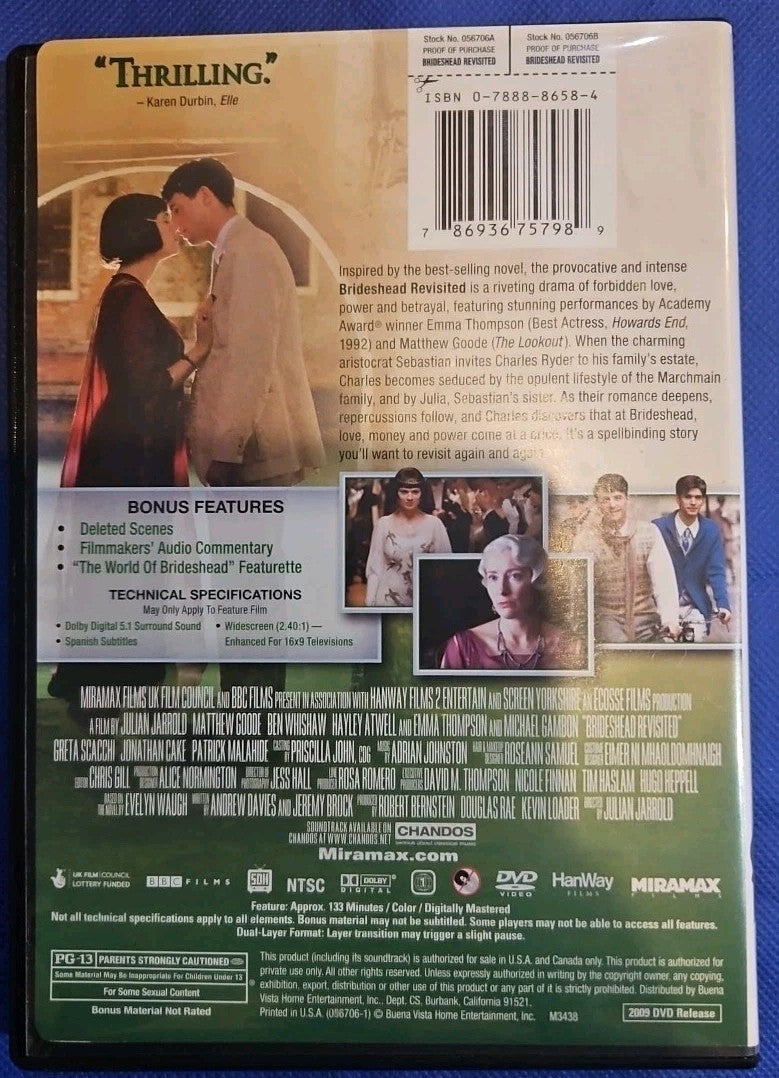 Brideshead Revisited (DVD, 2009) Sealed