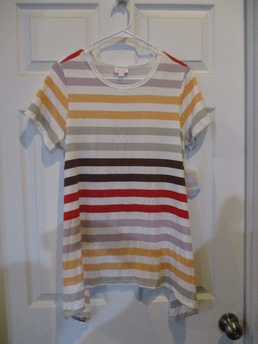 LuLaRoe NWT Melissa Stripes Small Red Brown Yellow Gray