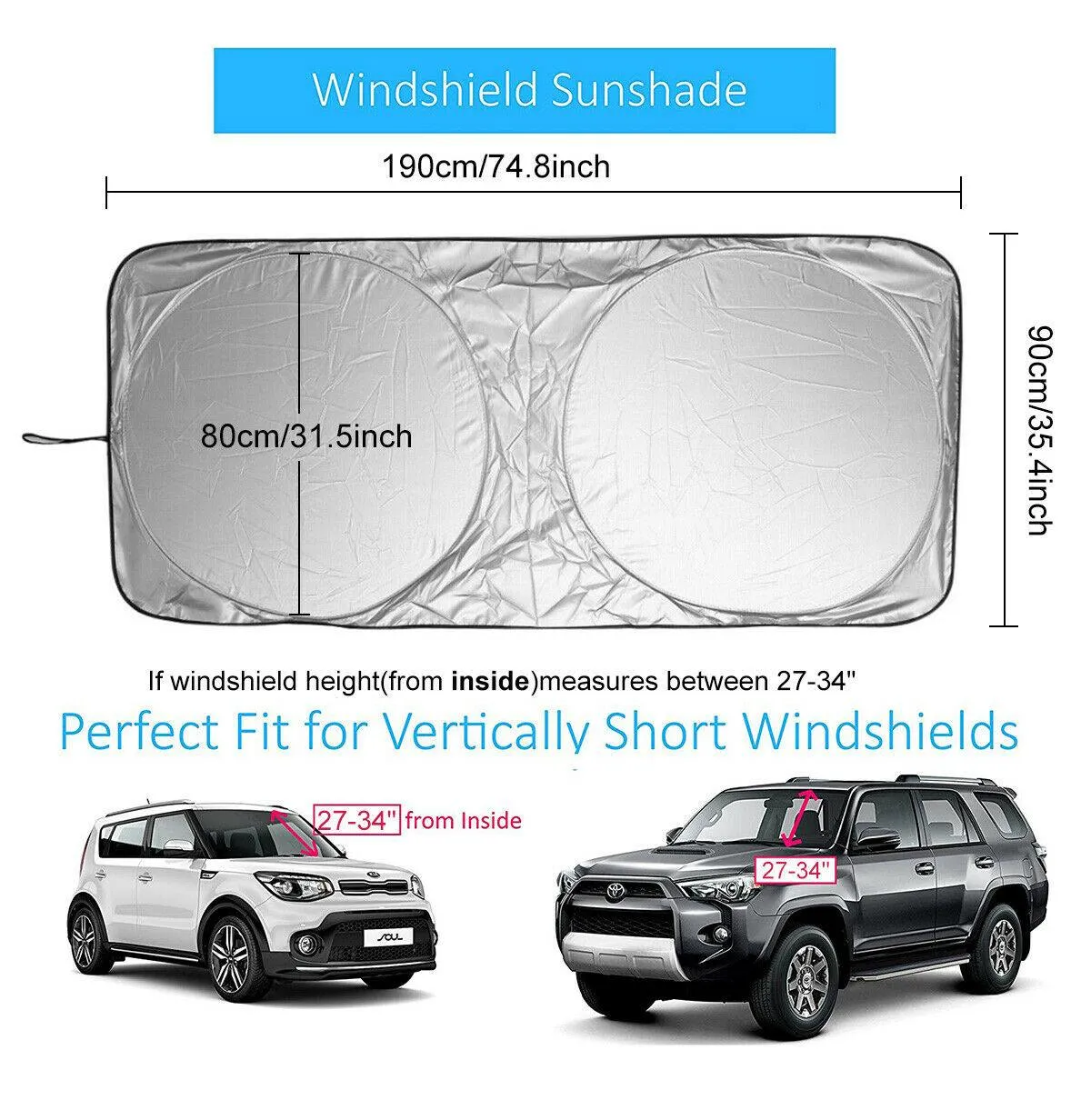 Indoor / Outdoor Car Truck Van Large Windshield Foldable Window Visor