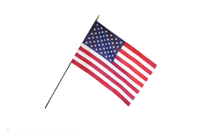 12" US Flag on 24" Pine Stick