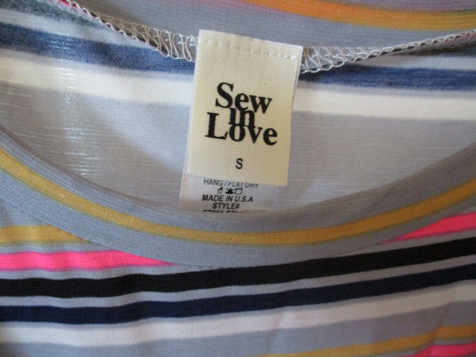 Sew in Love Stripe Flutter Short Sleeve Blouse Size SMALL