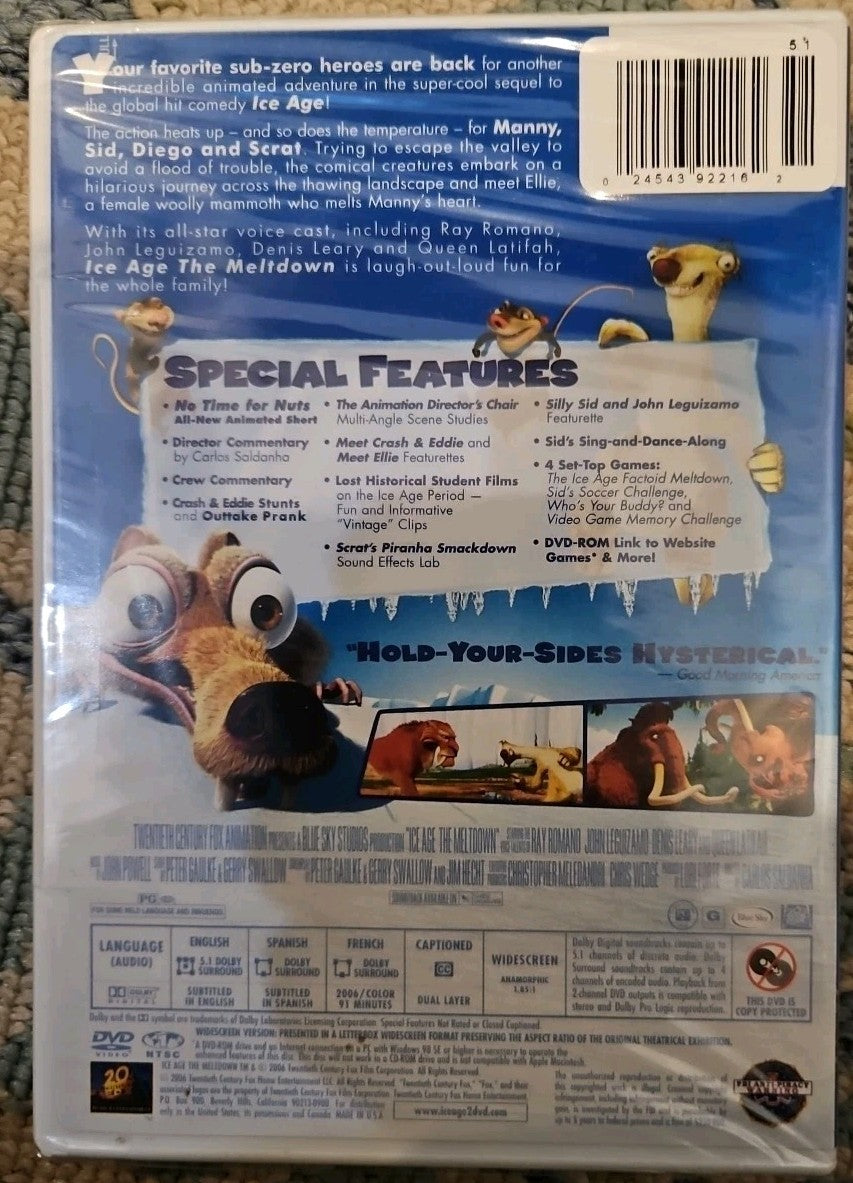 Ice Age + Ice Age Meltdown + A Mammoth Christmas Special (DVD, 2002) New Sealed
