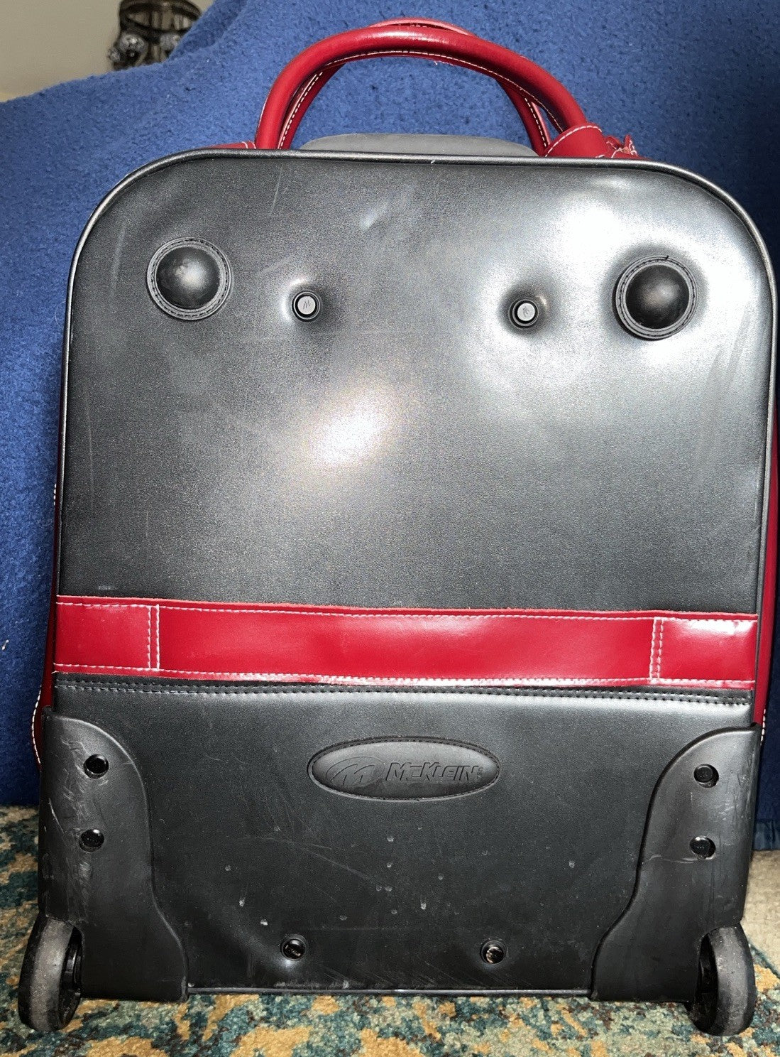 McKlein Leather Laptop Carry-On Bag Detachable Roll-On And Collapsible Handle