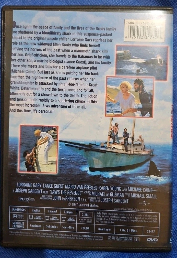 Jaws: the Revenge (DVD, 1987) Slimcase. Artwork Cropped. Tested