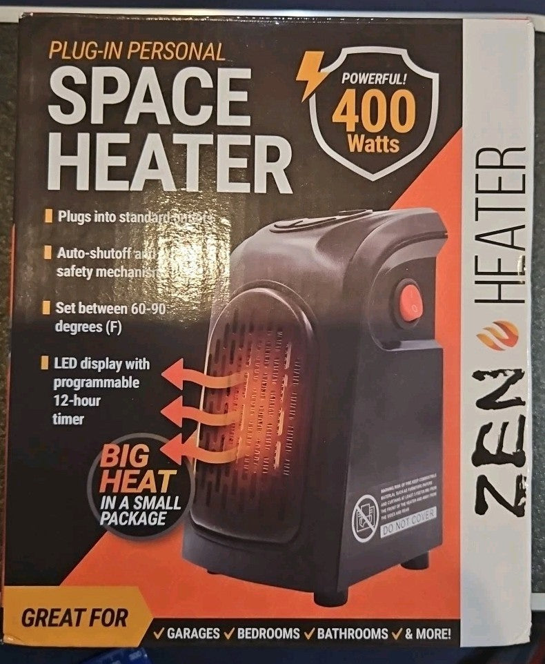 Zen  120v 6" Personal Space Heater 400 Watts, LED DISPLAY, AUTO SHUT OFF