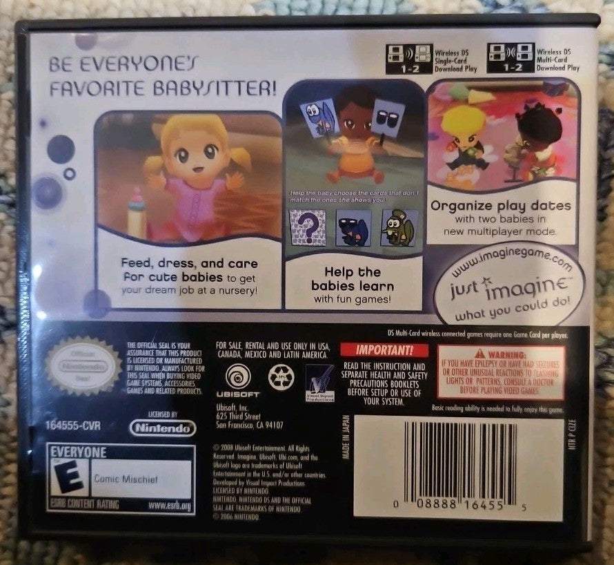 Imagine Babysitters - Nintendo DS. No Game. Case + Manual + Box Art ONLY