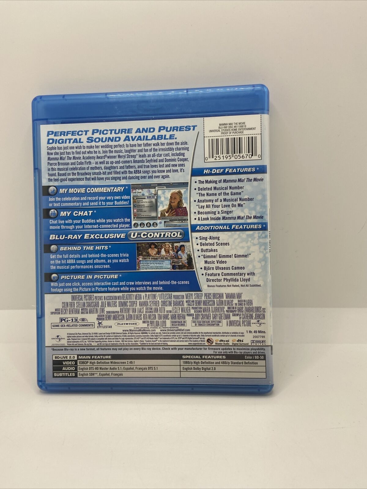 Mamma Mia (Blu-ray Disc, 2008, 2-Disc Set)
