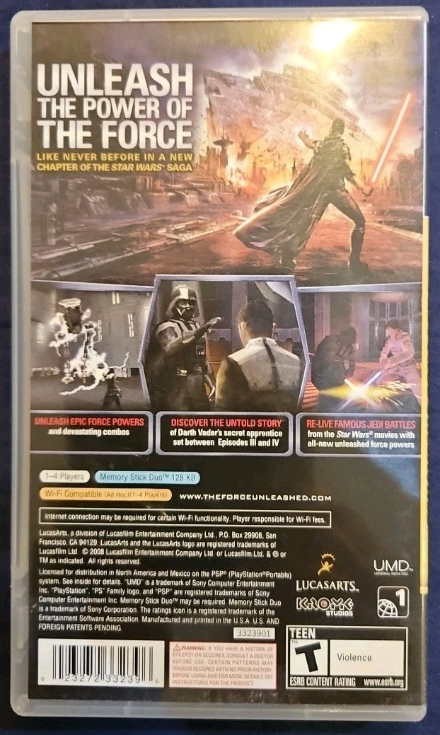 Star Wars: The Force Unleashed ( PSP UMD)  No Game.  Case, Manual, Artwork Only!