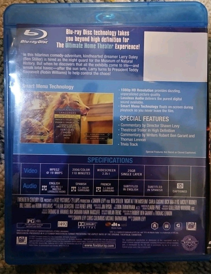Night at the Museum (Blu-ray) New Sealed