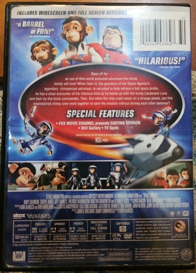 Space Chimps (DVD) Widescreen/Full Screen.  Tested. New Case. Resealed