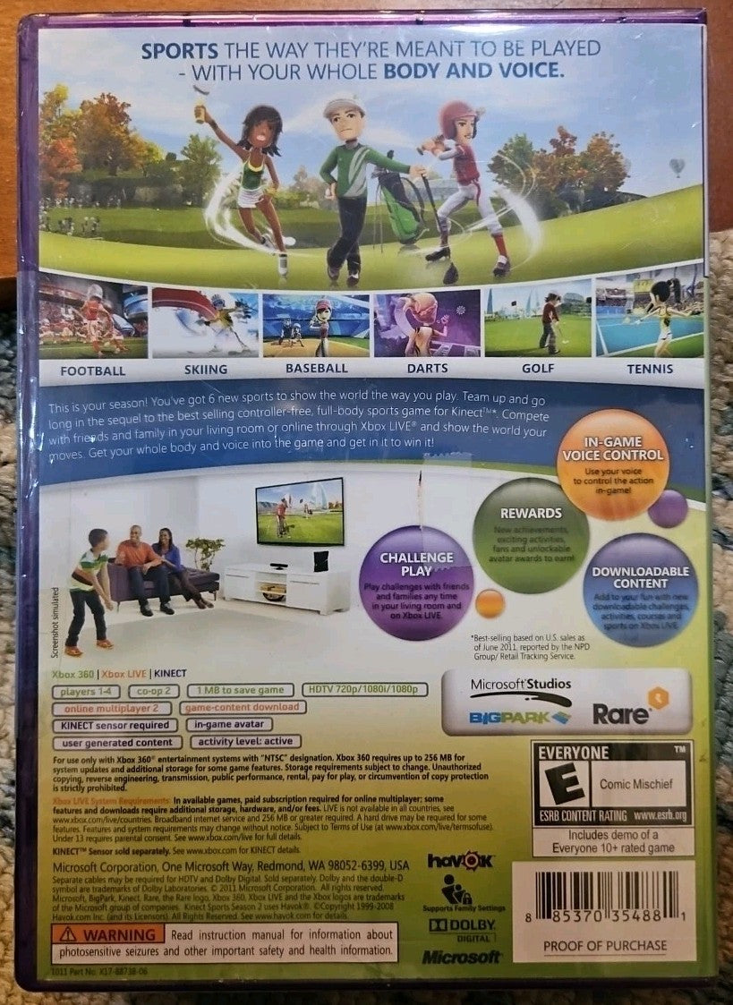 Kinect Sports 2 - Xbox 360. Tested. No Scratches. New Case. Resealed