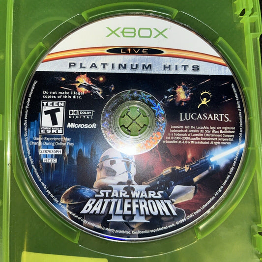 Star Wars: Battlefront II (Microsoft Xbox, 2005) New Case + Disc, No Artwork