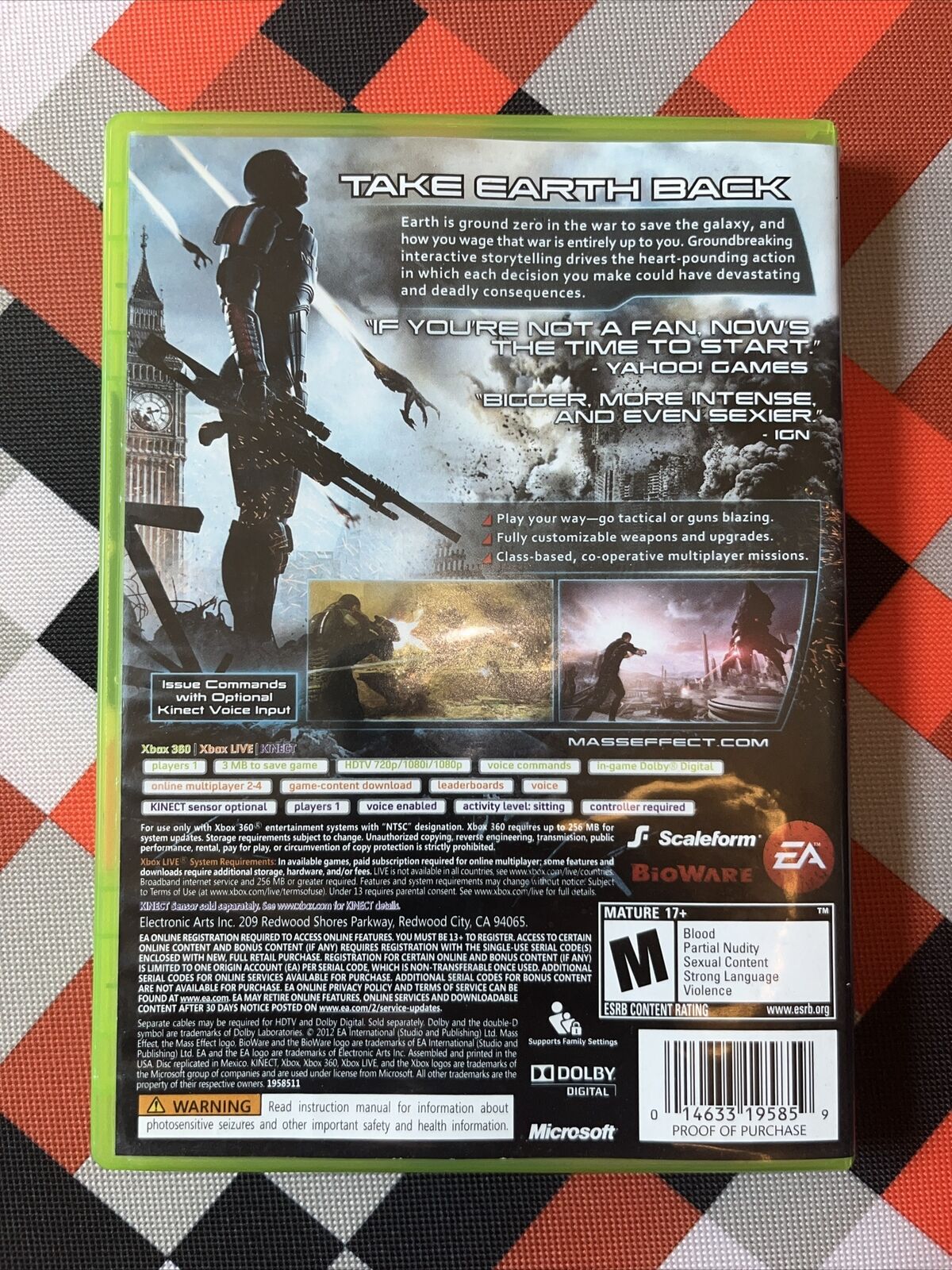 Mass Effect 3 (Microsoft Xbox 360, 2012) No Manual. New Case. ￼