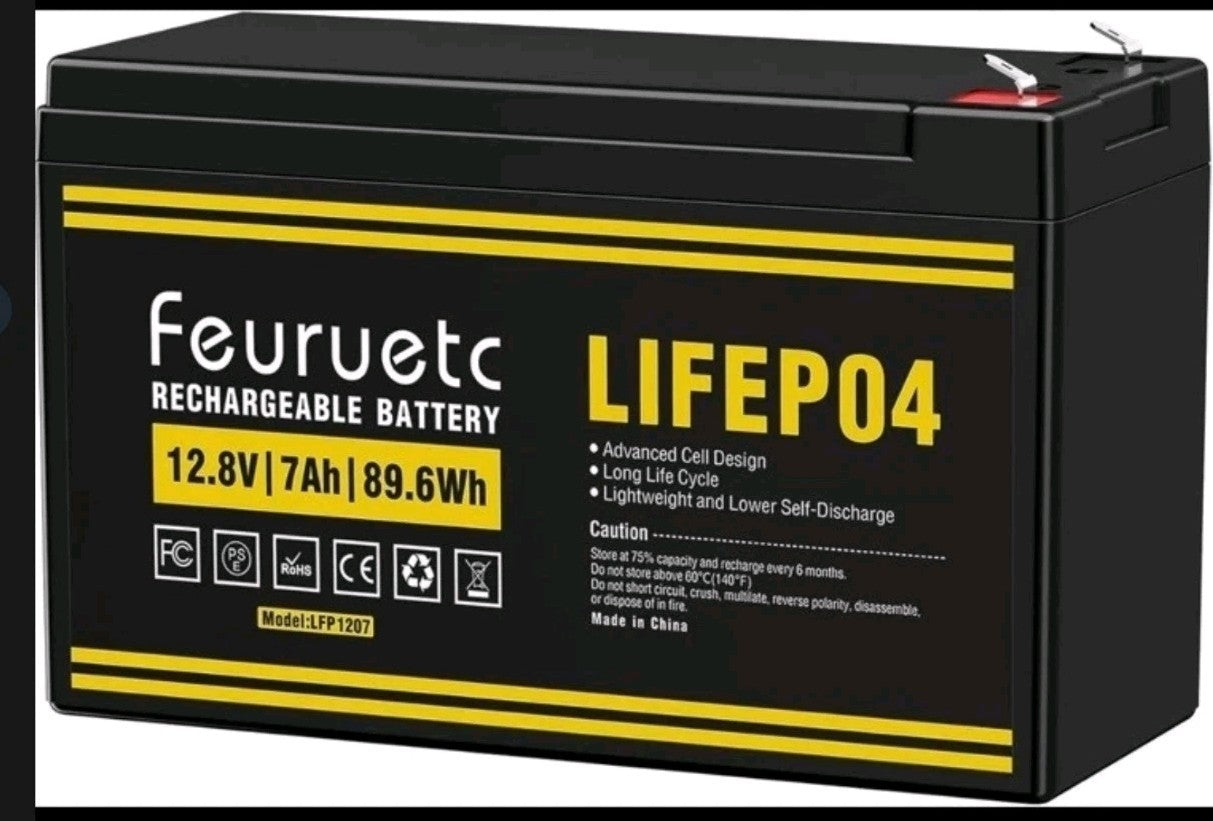 12V 7Ah LiFePO4 Battery  7A BMS 89.6Wh