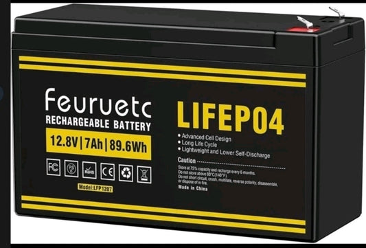12V 7Ah LiFePO4 Battery  7A BMS 89.6Wh