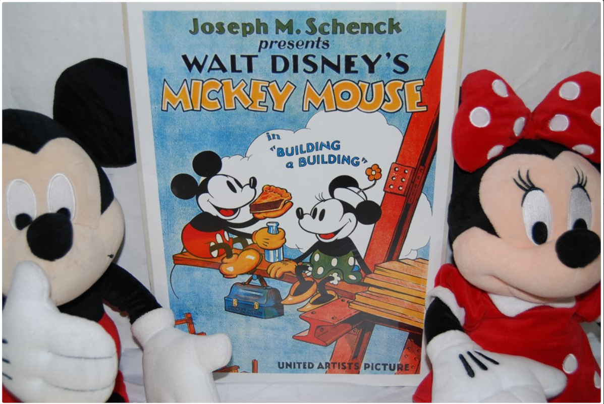 10" x 17" Joseph Schenck United Artist Print Disney + 17" Mickey & Minnie Plush