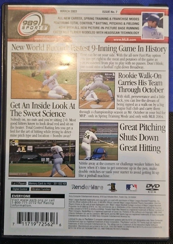 MLB 2004 (Sony PlayStation 2, 2003) Tested. Original Case. CIB