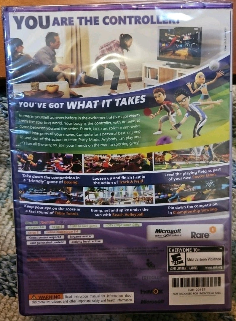 Kinect Sports (Xbox 360, 2010) Tested. No Scratches. New Case. Resealed