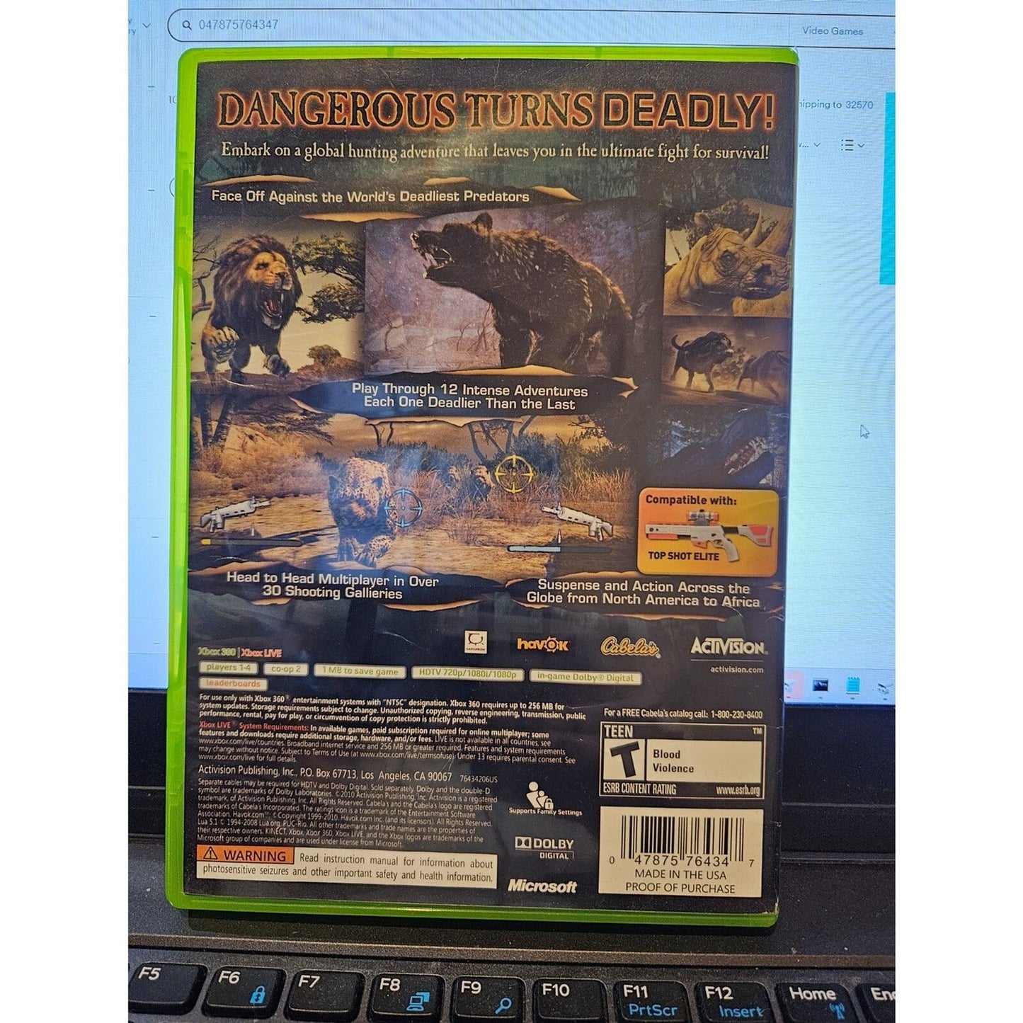Cabela's Dangerous Hunts 2011 (XBOX 360). Tested. New Case.