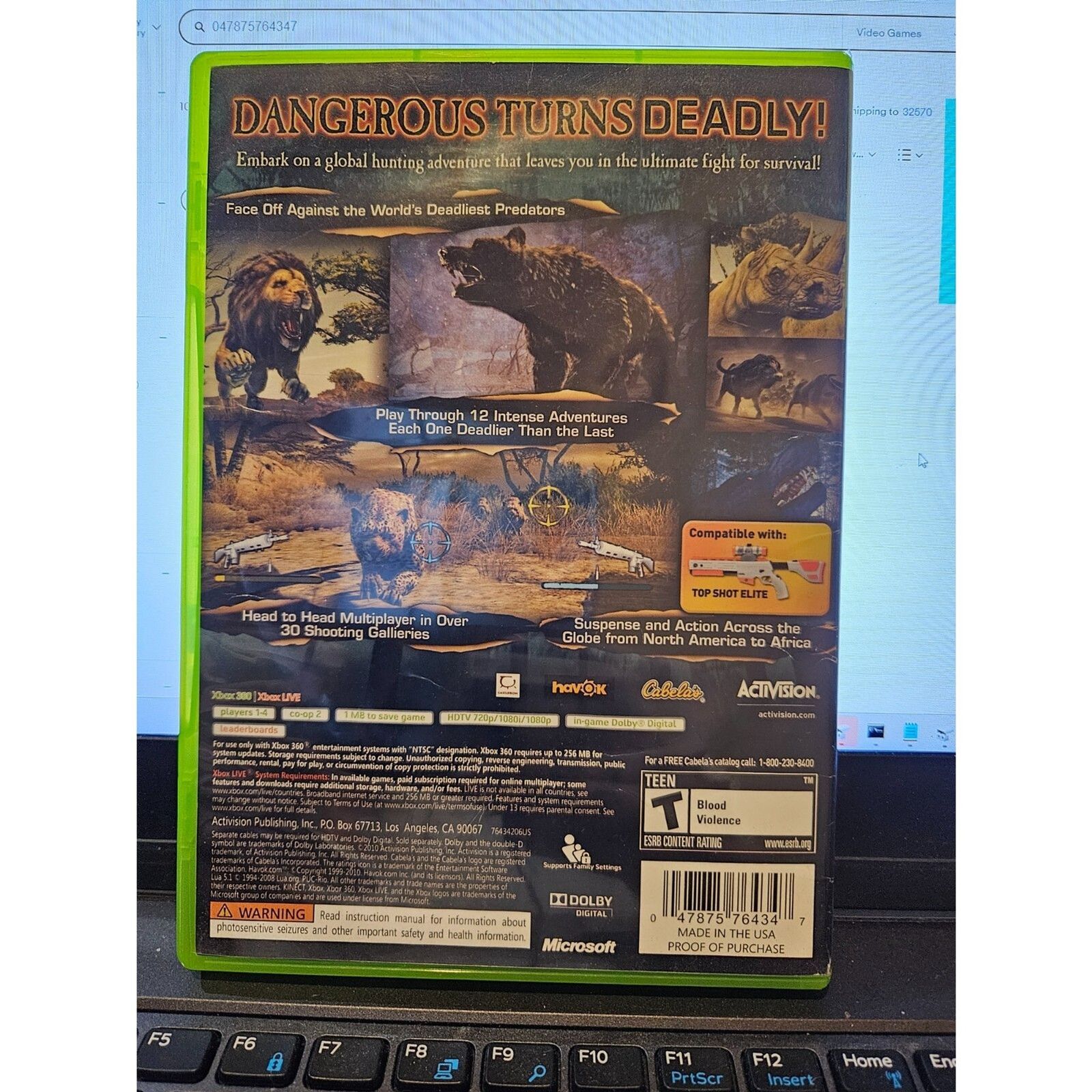 Cabela's Dangerous Hunts 2011 (XBOX 360). Tested. New Case.
