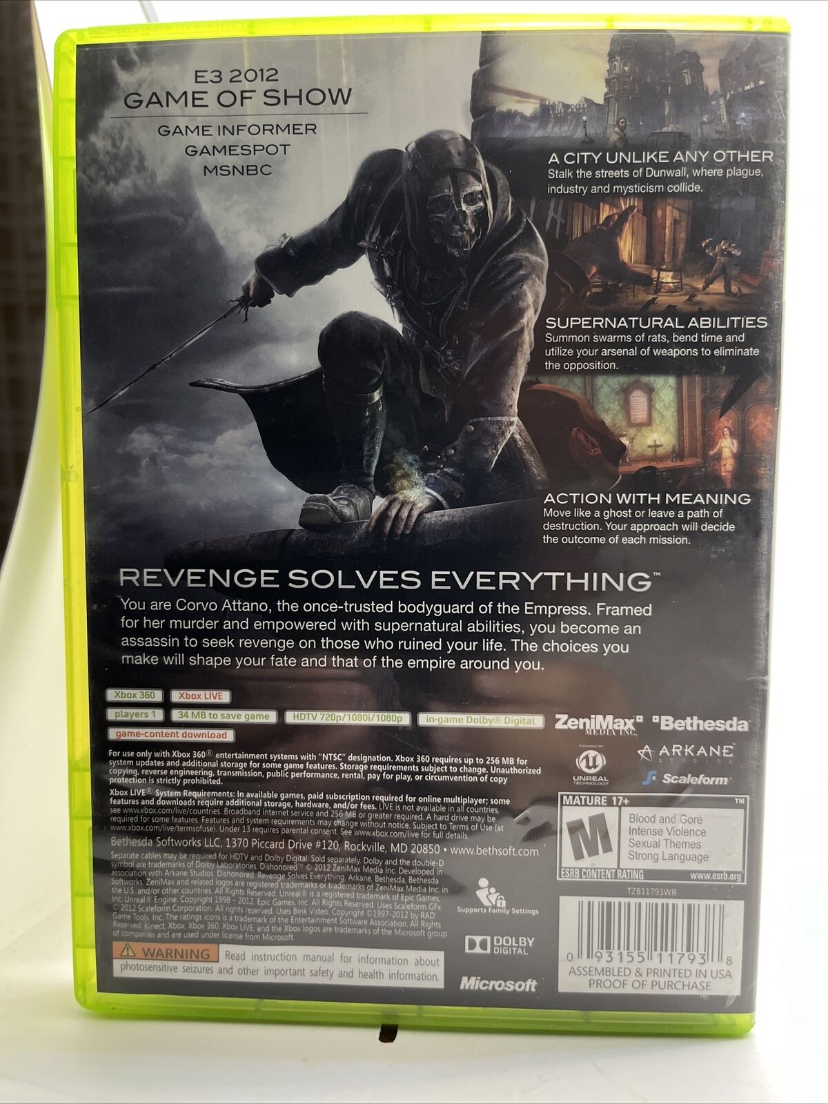 Dishonored (Microsoft Xbox 360, 2012)