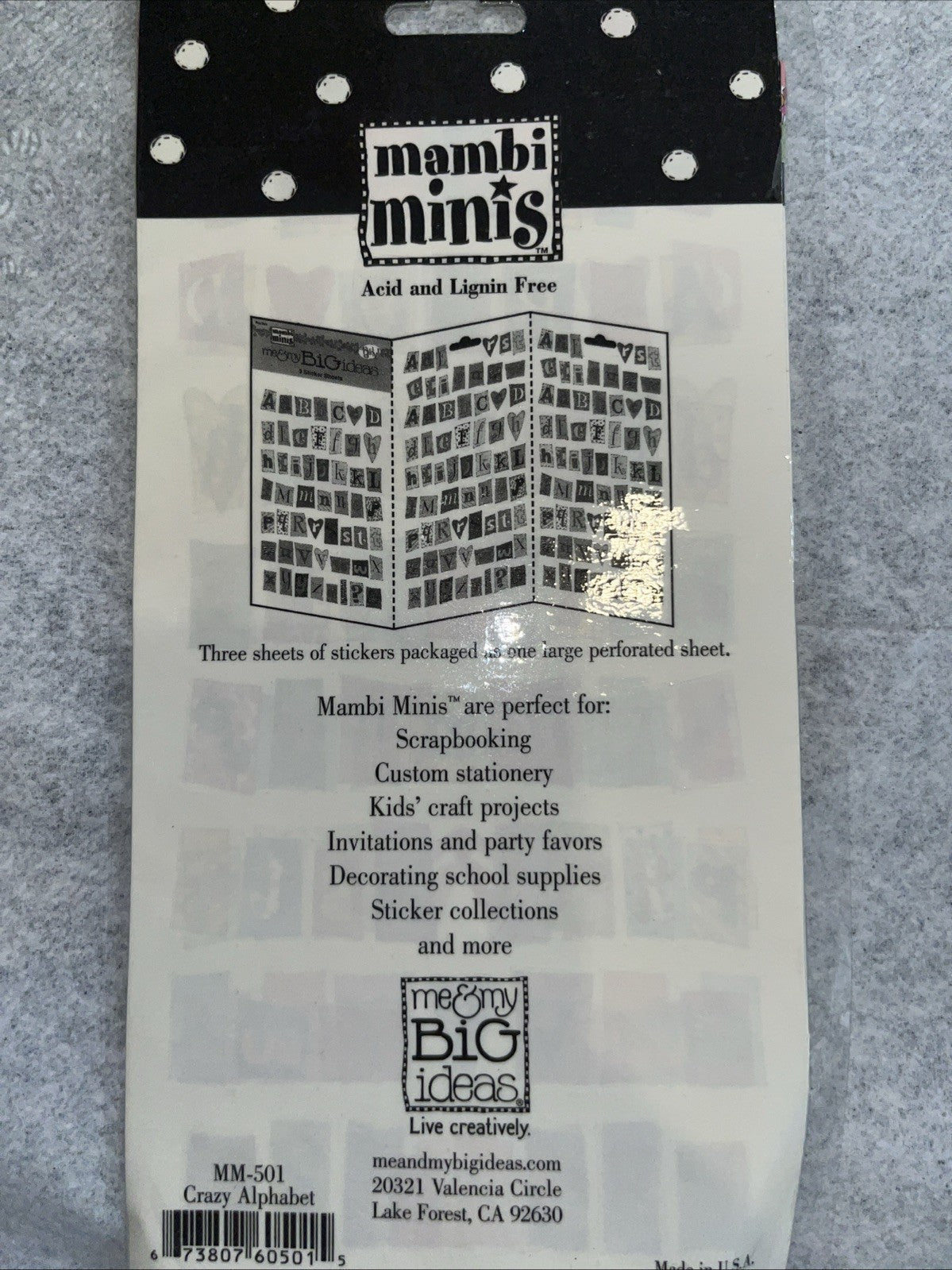 Mambo Minis Me & My Big Ideas 3 Sticker Sheets