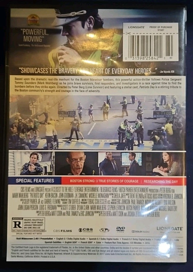 Patriots Day (DVD, 2016) New Sealed
