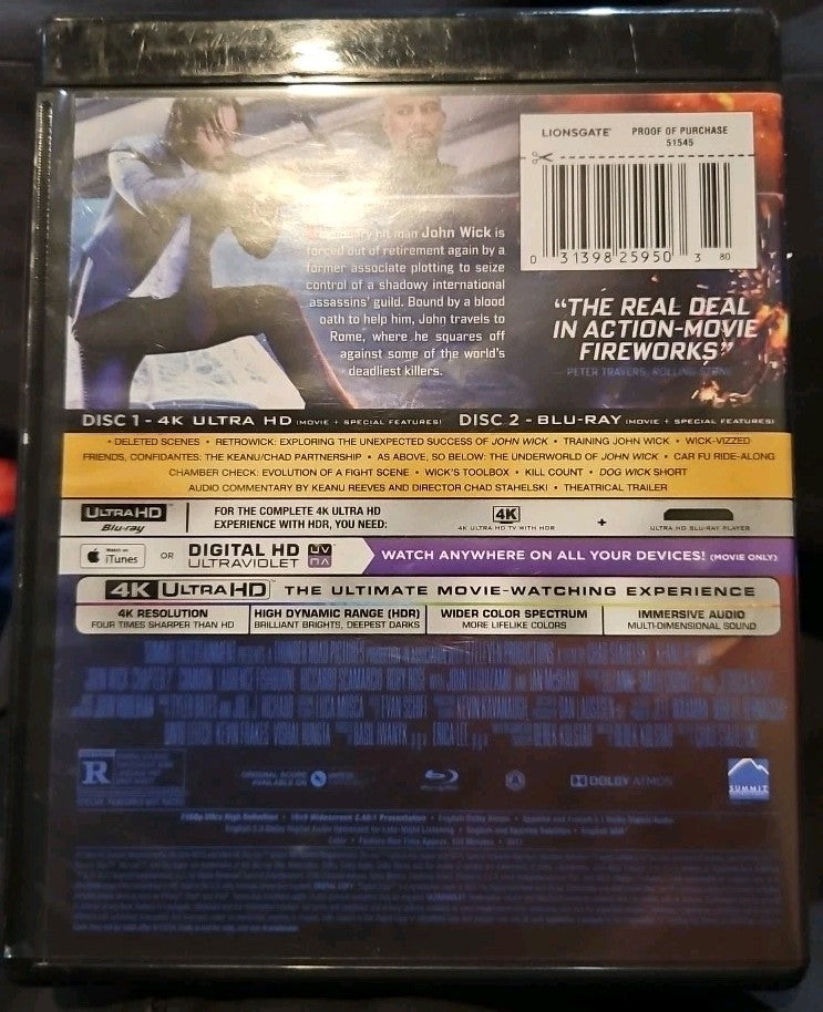 John Wick: Chapter 2 (Ultra HD, 2017) New. No Digital Download