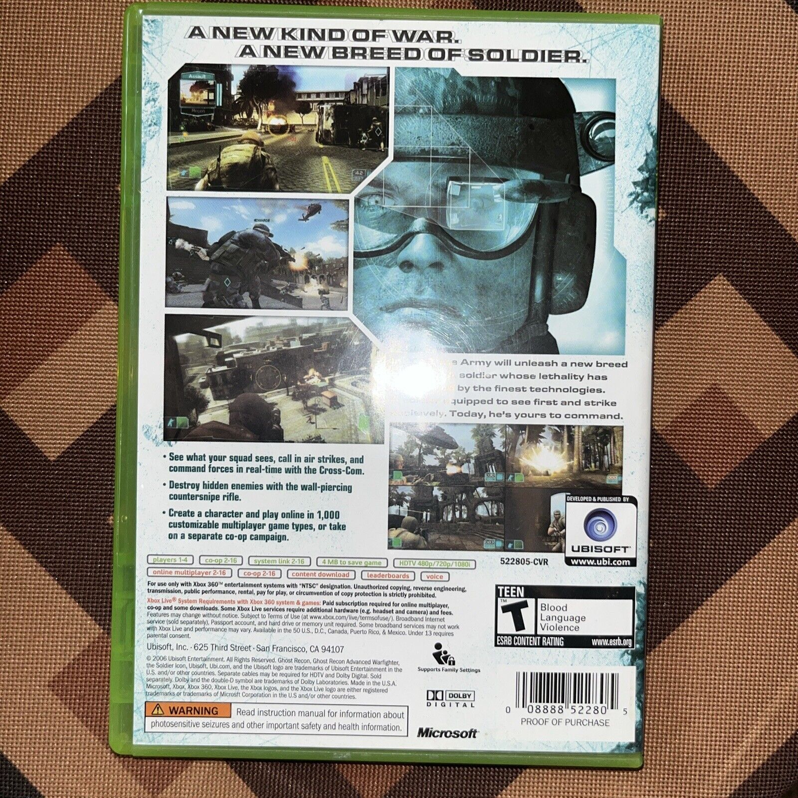 Tom Clancy's Ghost Recon: Advanced Warfighter (Xbox 360) CIB Manual New Case