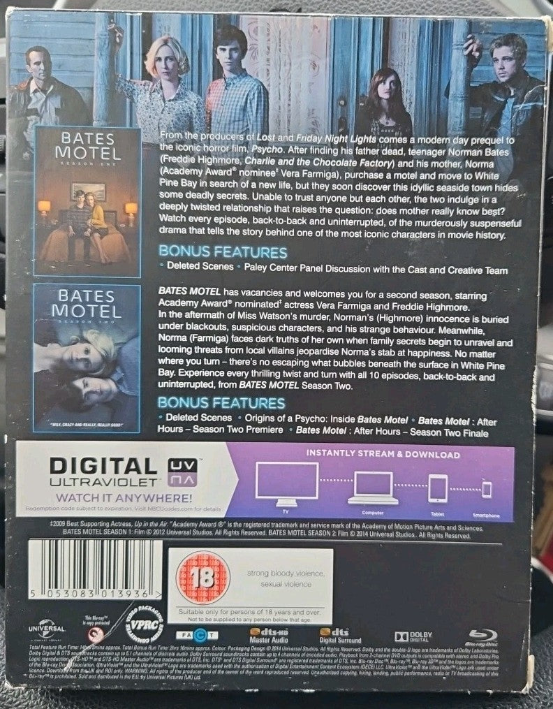 Bates Motel: Seasons One & Two (4-DISC BOX SET) [Blu-Ray] [Region Free] Tested