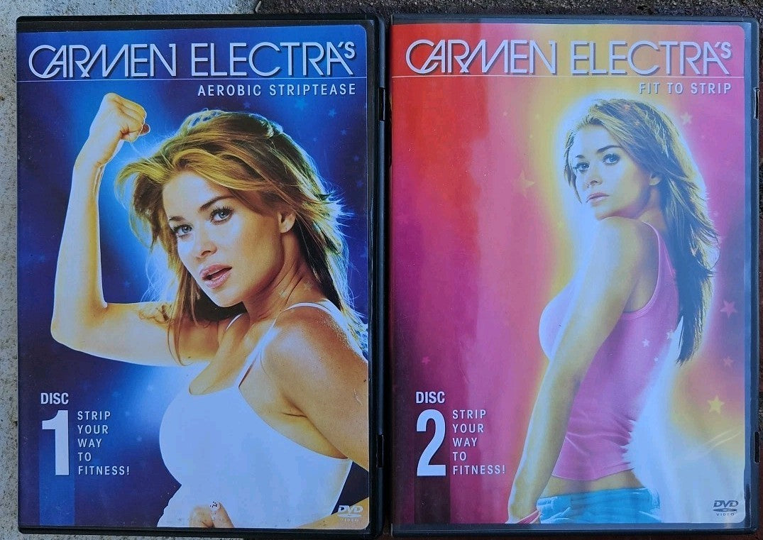 Carmen Electra's Aerobic Striptease + Fit To Strip (2 DVD)tested.damaged Artwork