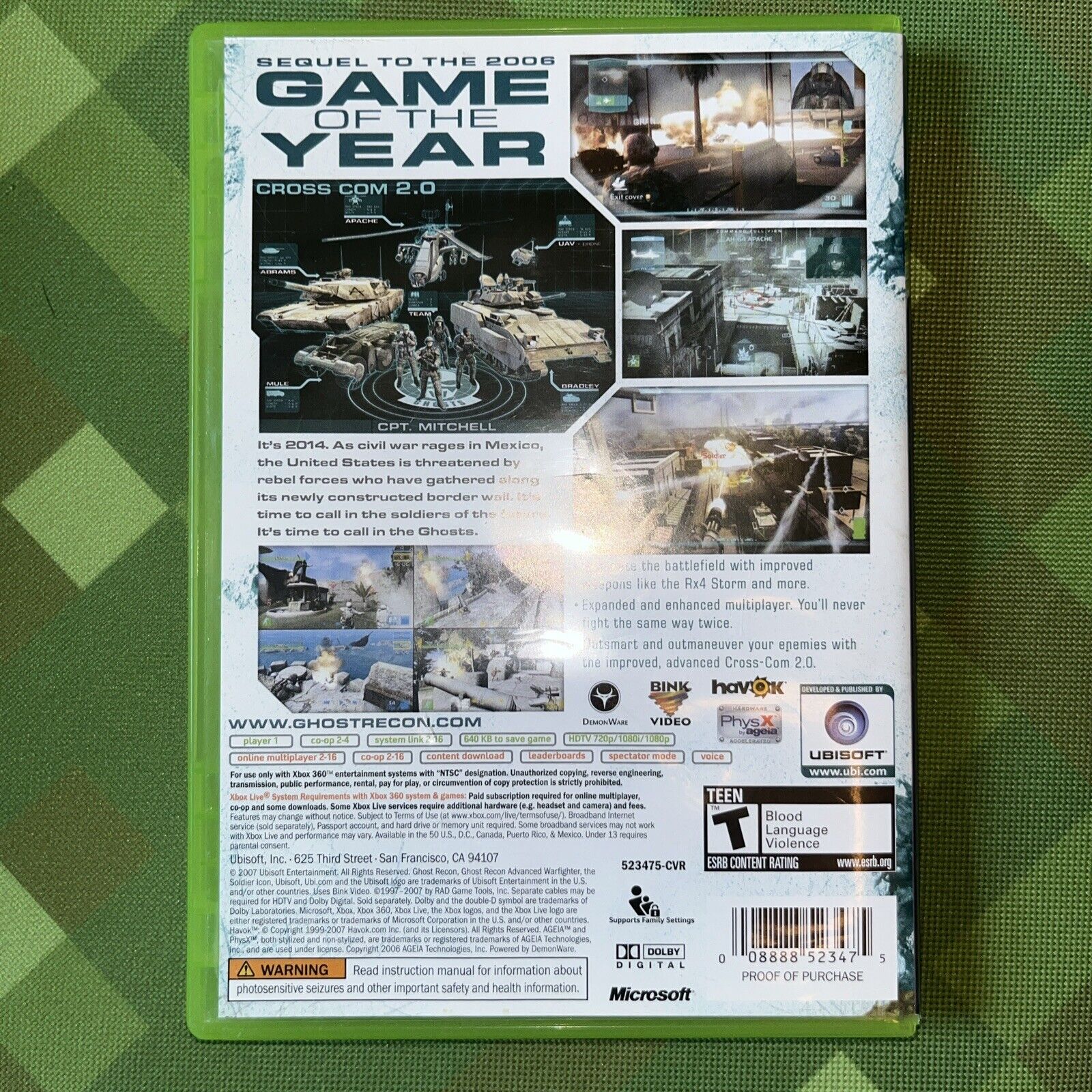 Tom Clancy's Ghost Recon: Advanced Warfighter 2 (Xbox 360)CIB Manual New Case
