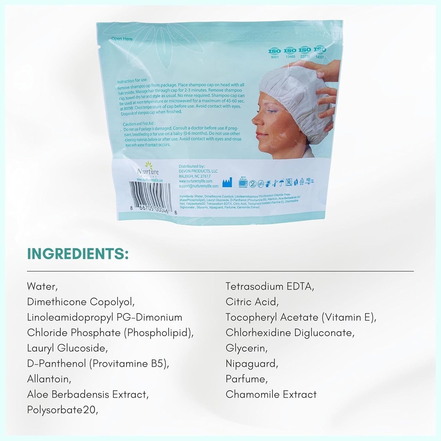 Nurture Valley Shampoo Cap NO WATER REQUIRED - Cleans & Condition Without Water