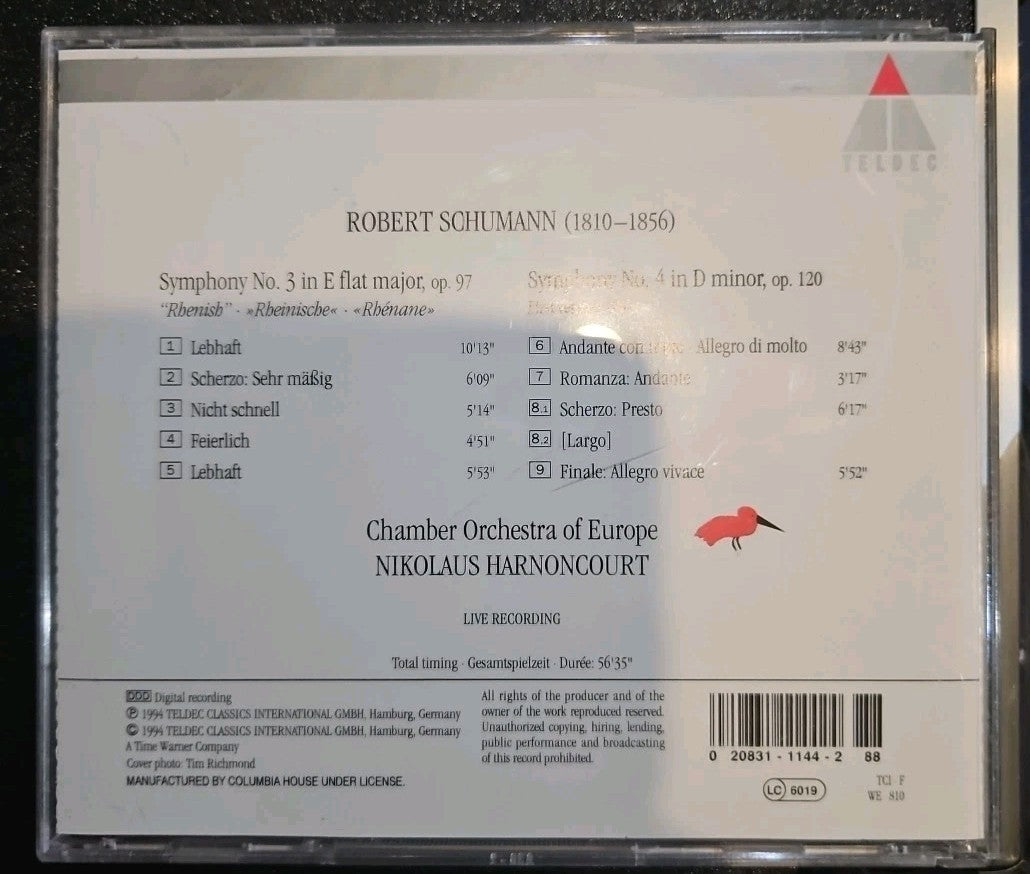 Schumann: Symphonies Nos. 3 and 4 Chamber Orchestra of Europe CD Harnoncourt