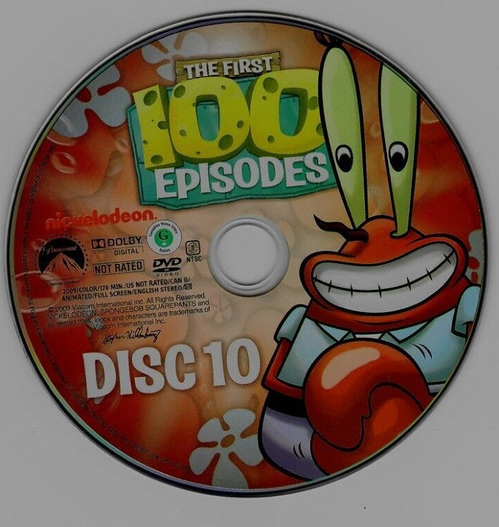 Sponge Bob Square Pants 100 Episodes Replacement  DVDs - Tested. No Scratches