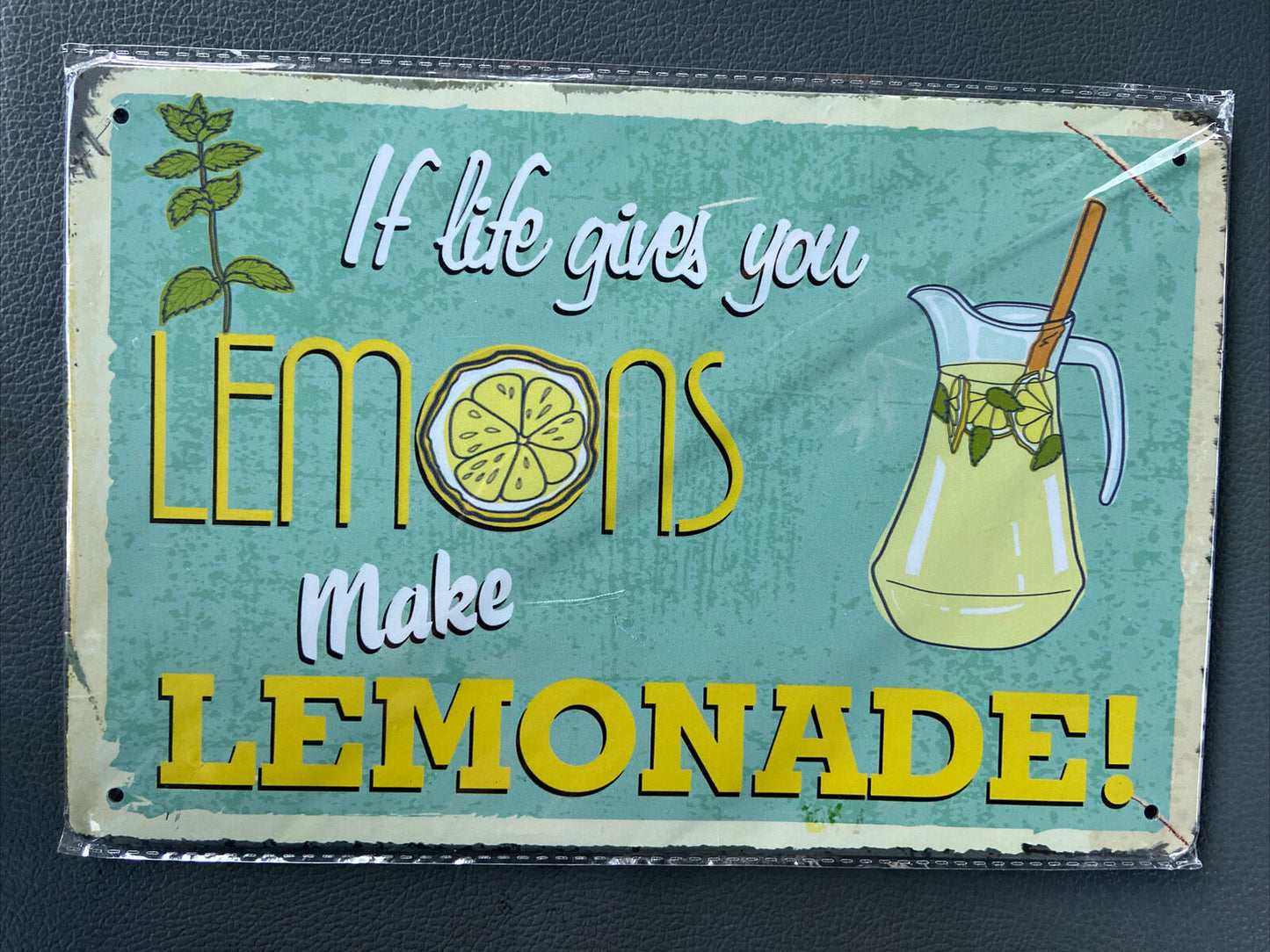 “If Life Gives You Lemons, Make Lemonade” wall tin ~8” X 12”