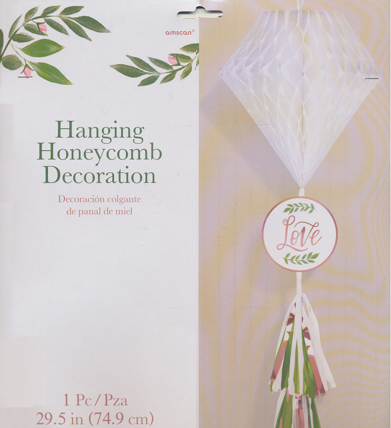 LOVE AND LEAVES HANGING HONEYCOMB DECORATION | 1 CT