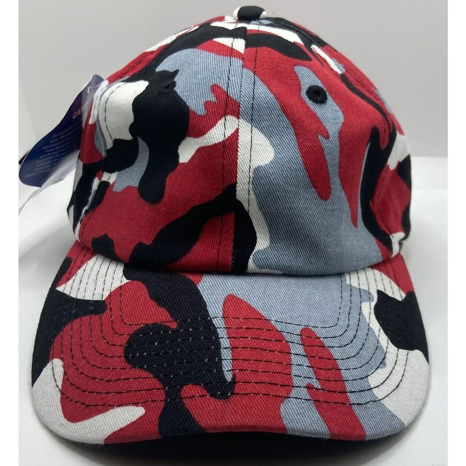 Baseball Cap - Adjustable - Red/White/Gray/Black Patterned - Brand New
