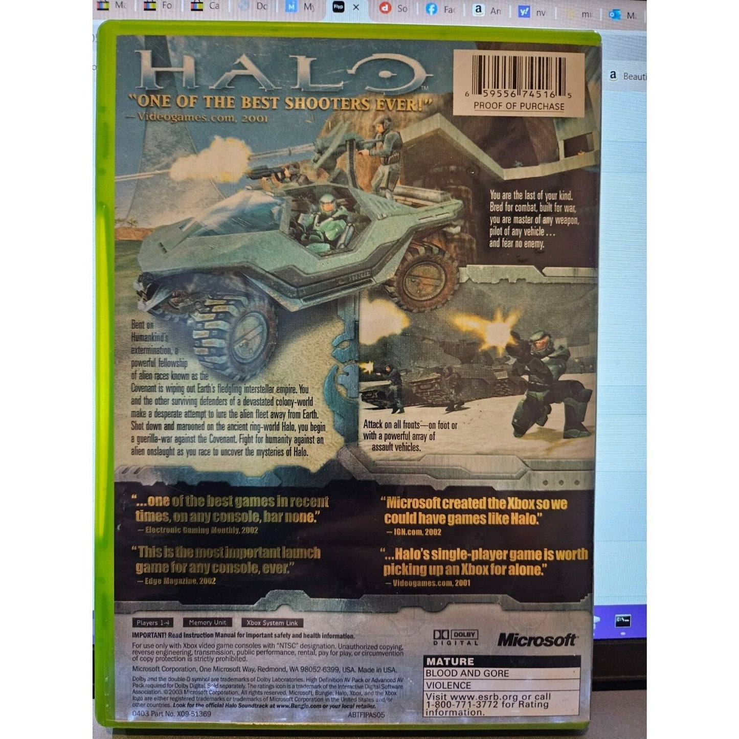 Halo - Game of the Year (Original XBOX) Tested. New Case.