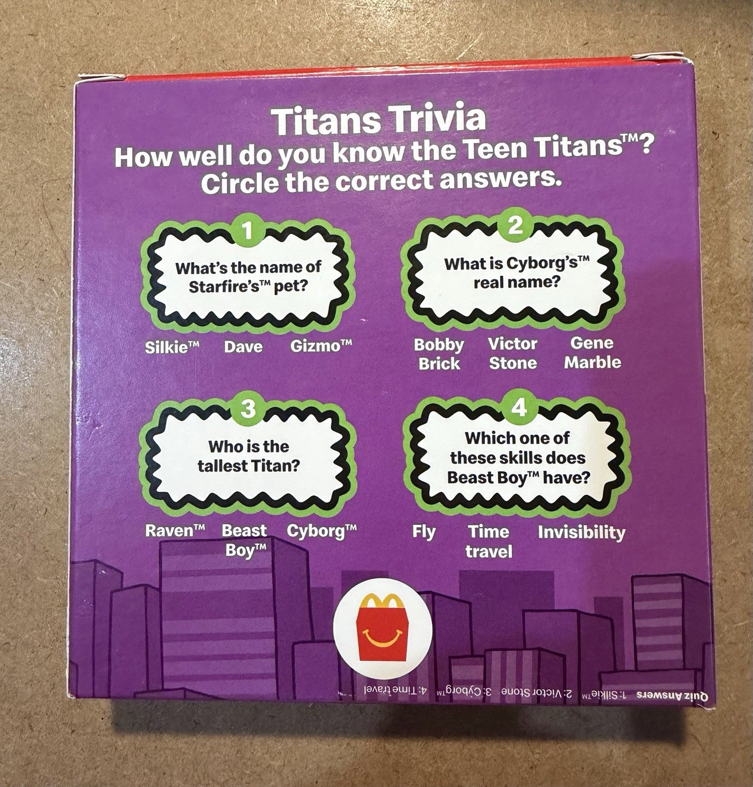DC Comics Teen Titans Go! Cyborg & Beast Boy Trivia Toy McDonald's 2023 NEW