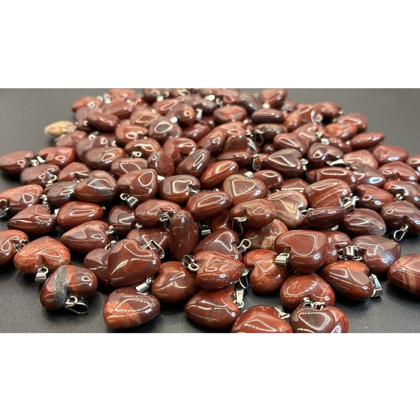Natural Red Jasper Heart Pendant – Tested – 18" Gold Plated Chain