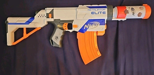 Nerf Retaliator Elite Blaster W/ Removable Stock And Suppressor + Magazine