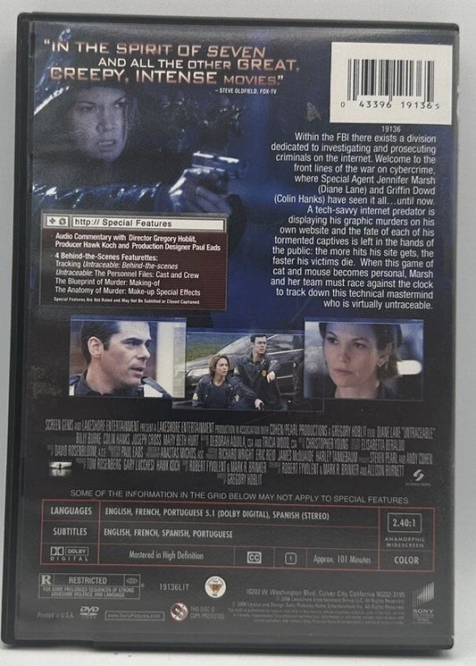 Untraceable (DVD) Tested. New Case